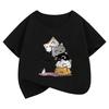 Y2K Funny Cat Graphic Kids Tshirts Summer Short Sleeve Tees Cartoon Boys Girls Clothes Kawaii Tops Children T-shirt