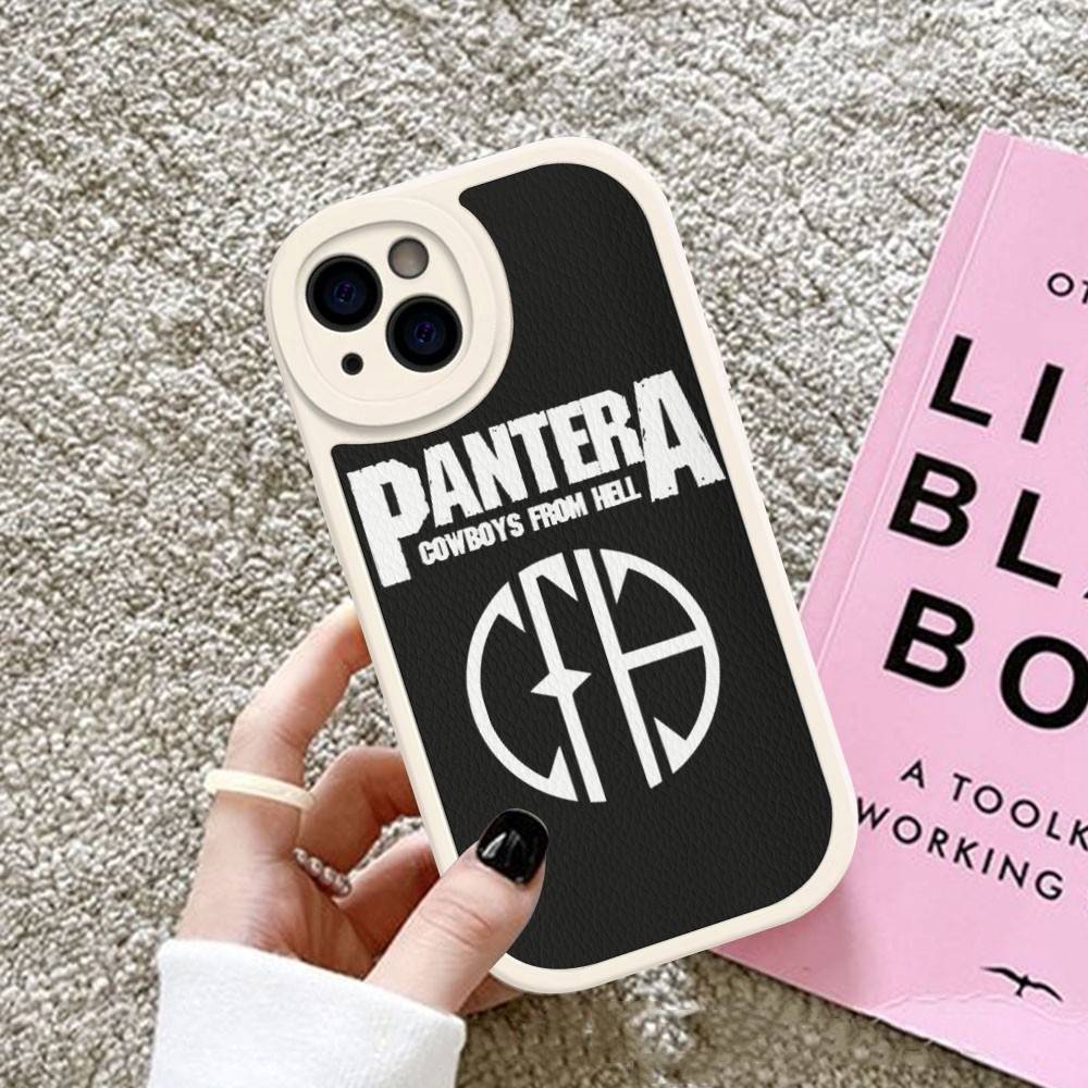 

1PC Classic Vintage P-pantera Band Phone Case Hard Leather For IPhone 16 15 14 13 12 Mini 11 14 Pro Max Xs X Xr 7 8 Plus Fundas iphone XS MAX