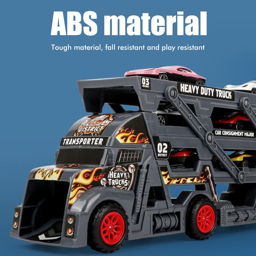 Car Transporter Truck Toys Mega Hauler Truck with 6 Mini Cars Three Layer Folding Vehicles Set for