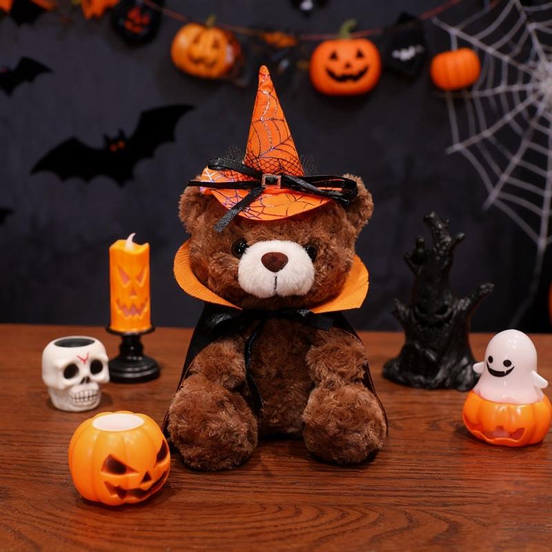 28CM Orsetto Holiday Carino e Spettrale Peluche Giocattoli Orsetto con Mantello Carino e Affascinante Bambola Orsetto Peluche Animale Morbido Cuscino Regalo Creativo per Festival