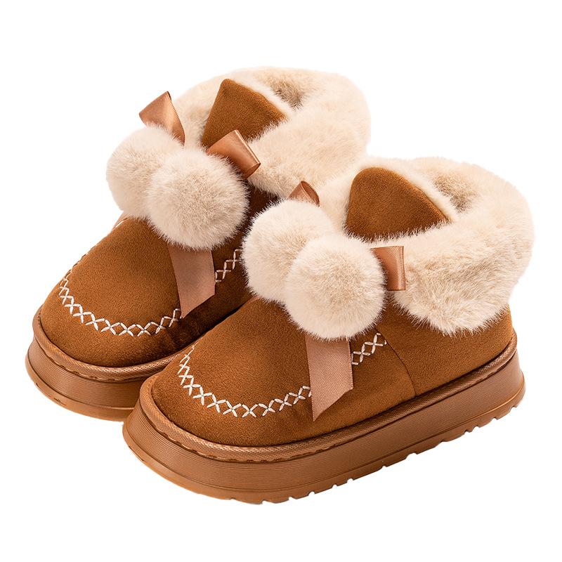 Fleece Cotton Slippers Autumn and Winter Home Indoor Cute Versatile Bag Heel Cotton Shoes Wear Soft-soled Warm Snow Boots
