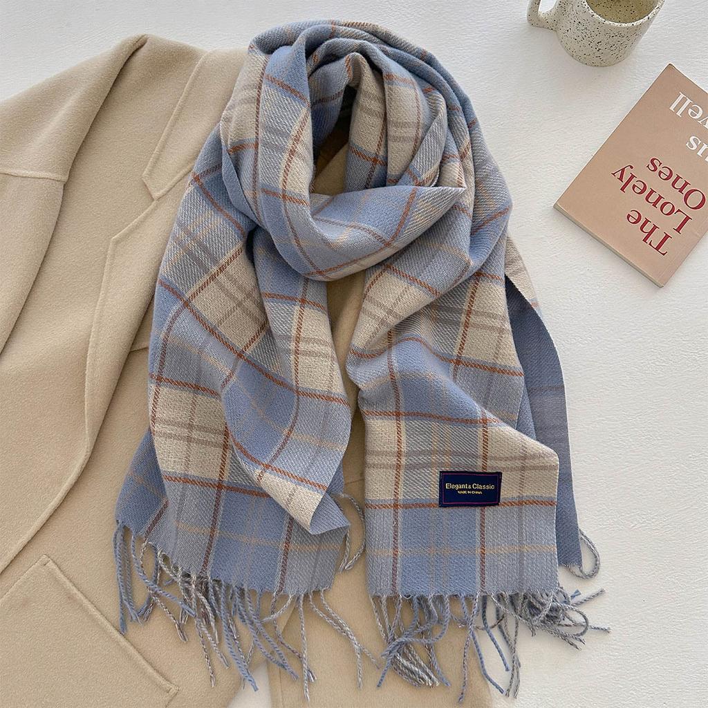 100 Color Autumn Winter Classic Plaid Scarf Women Cashmere Tassels Scarves Thickened Warm Shawl Windproof Pashmina Neckerchief