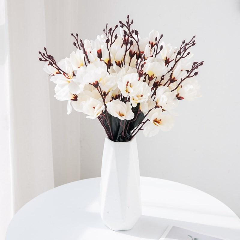 1PC Magnolia Bouquet Artificial Flowers for Home Decor Wedding Christmas Party Supplies Photography Props Bride Accessories