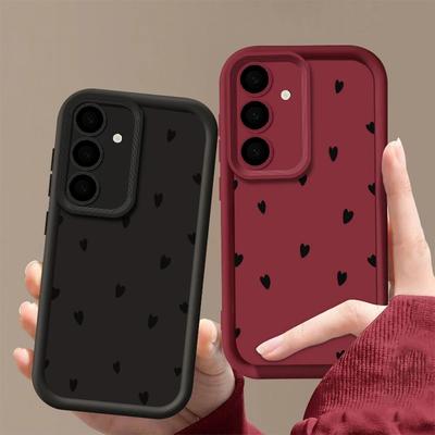 Miękkie czarne etui na telefon z sercem dla Samsung Galaxy S24 FE S22 S21 S23 S20 S24 S25 Ultra PIus FE A35 A15 A54 A55 5G Miękki pokrowiec