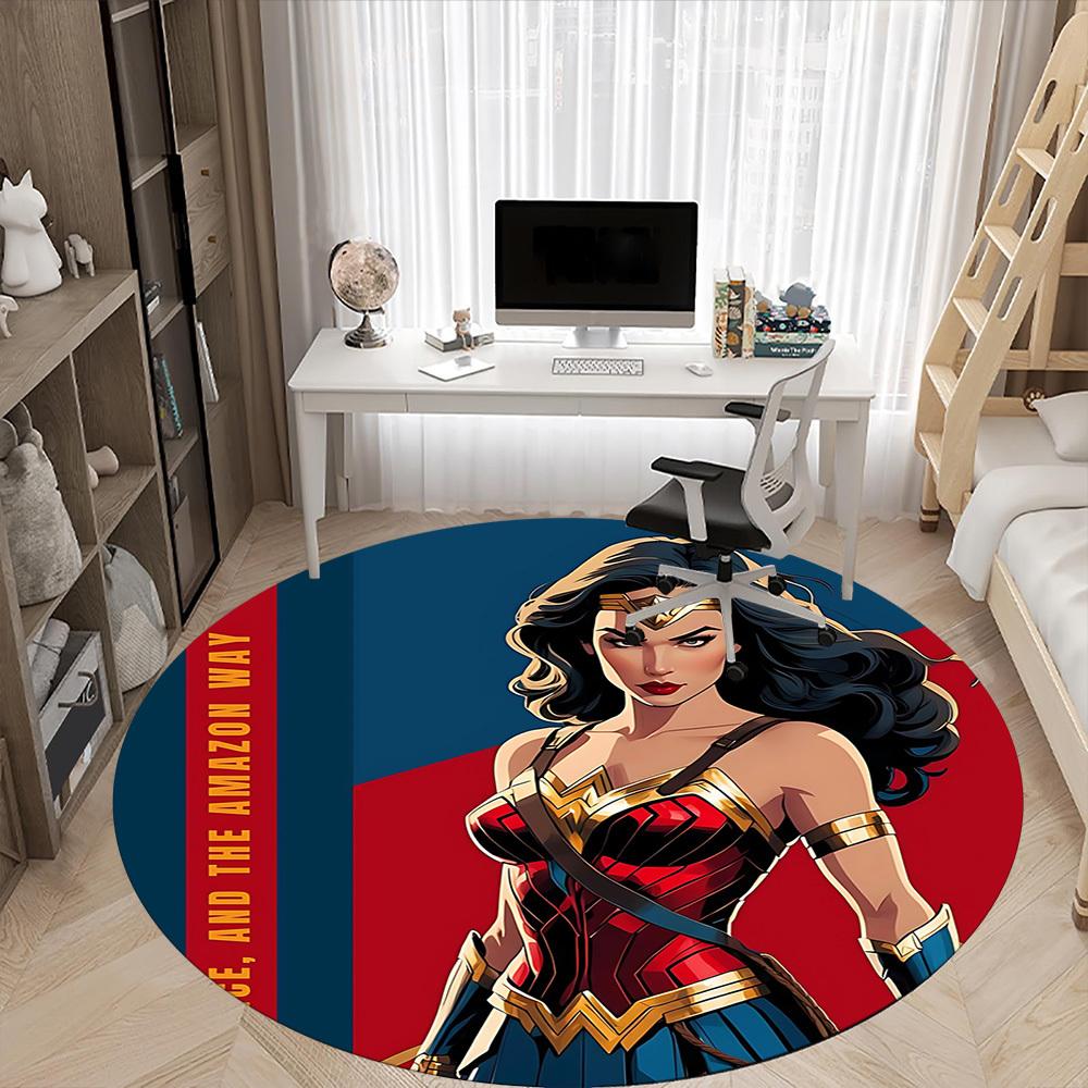 1pc Wonder Woman Office Round Area Rug, Under Office Chairs Bedroom Living Room Home Decor, Room Deco, Available in Various Sizes