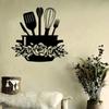 Metal Wall Art Kitchen Decor Black Iron Floral Utensils Durable Easy Install