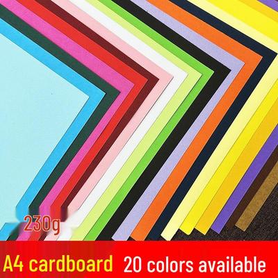 A4 Colored Cardstock 230g: Deep Green, Light Blue, Pink, Black, White, Kraft - Ideal for Students & Kindergartens