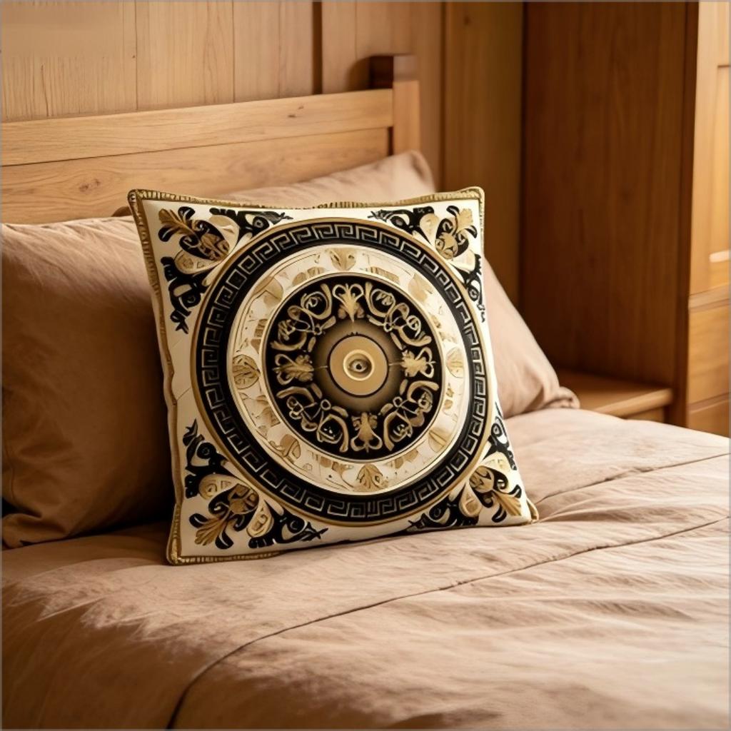 Luxury European Style Pillow Cover Black Gold Baroque Medallion Print Soft Throw Pillow Case For Vintage Royal Home Decor Gift