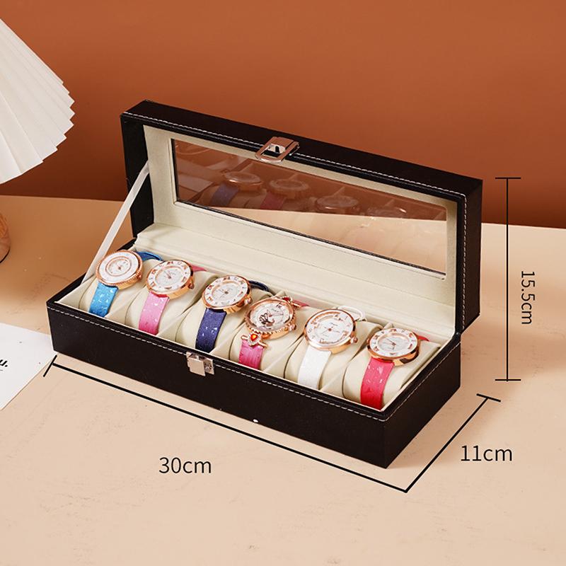 Watch Box Watch Organizer With Lock Removable Pillows Synthetic Leather Storage Case For Men Travel Gifts
