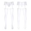 Mens Exotic Sheer Lace Briefs with Stocks Cutout Pantyhose Bulge Pouch G-Strings Glossy Garters Leggings Sissy Nightwears Party