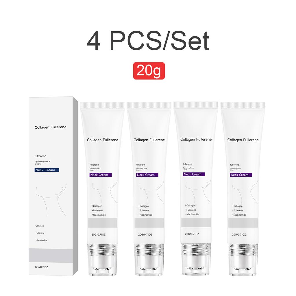 Collagen Fullerene Neck Cream Roller Massager Firming Tightening Eliminate Double Chin Hydrating Reduce Neck Fine Lines 50g