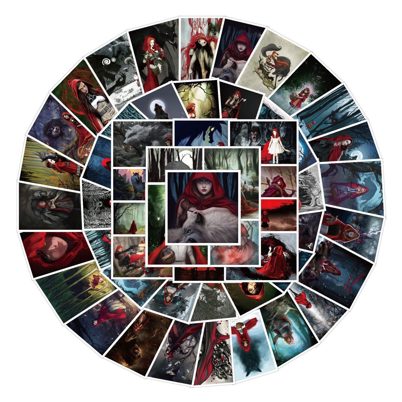 

60 Dark Little Red Riding Hood Stickers For Suitcases, Phones, Water Bottles, And Children s DIY Doodle Stickers One Size