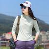 Women's Quick-Dry Ice Silk Hiking T-Shirt - Long Sleeve, Stand-Up Collar, Skin-Friendly, Elastic, Summer Outdoor Sports Top