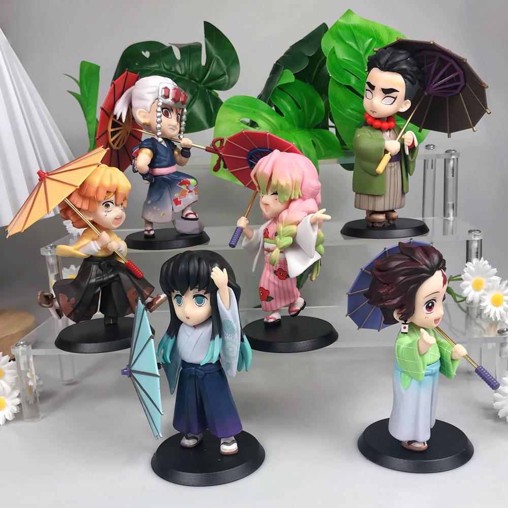 Demon Slayer Plum Blossom Rain Series Anime Character Warrior Action Model Fashion Play Desktop ornament toys