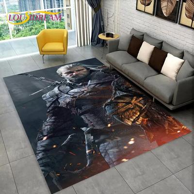 De W-Witcher Game Gamer Anime Vloerkleed, Tapijt voor Huis Woonkamer Kinderkamer Bank Deurmat Decoratie, Antislip Vloermat