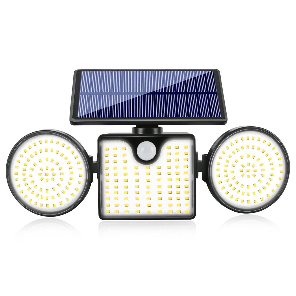 Three-Head Solar Wall Light, 260 LED, Motion Sensor Outdoor Garden & Street Lighting