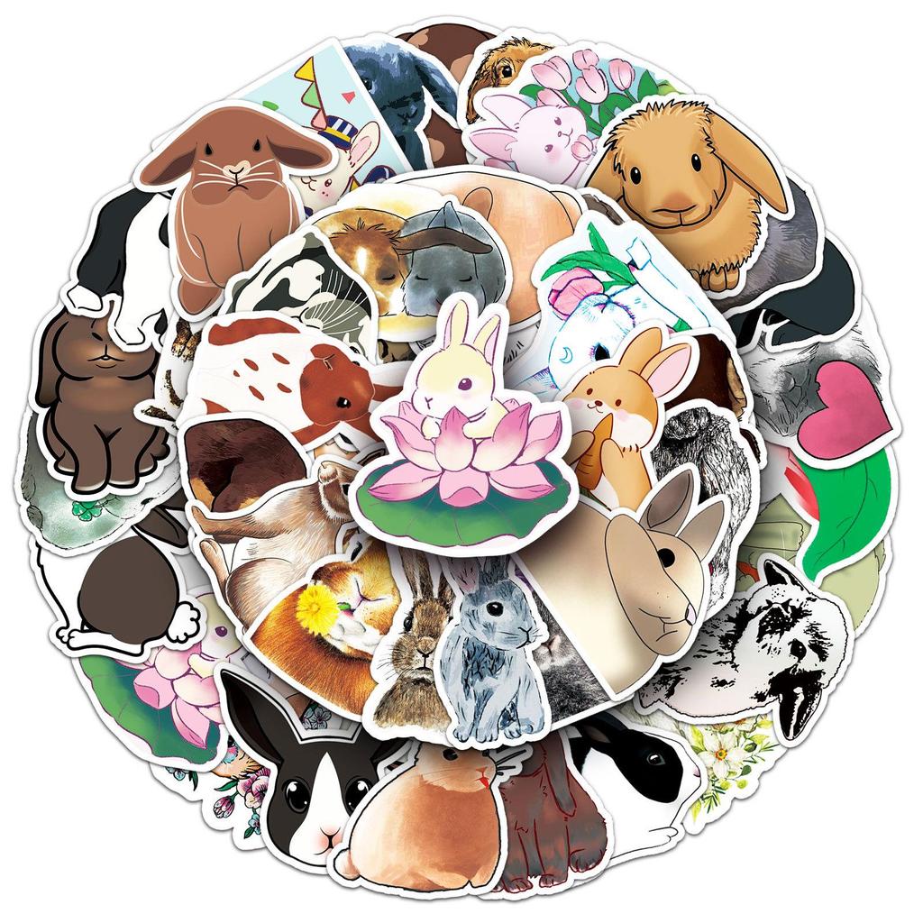 50 Cartoon Rabbit Ins Style Decorative Stickers for Suitcase, Laptop, Scooter, and Car.