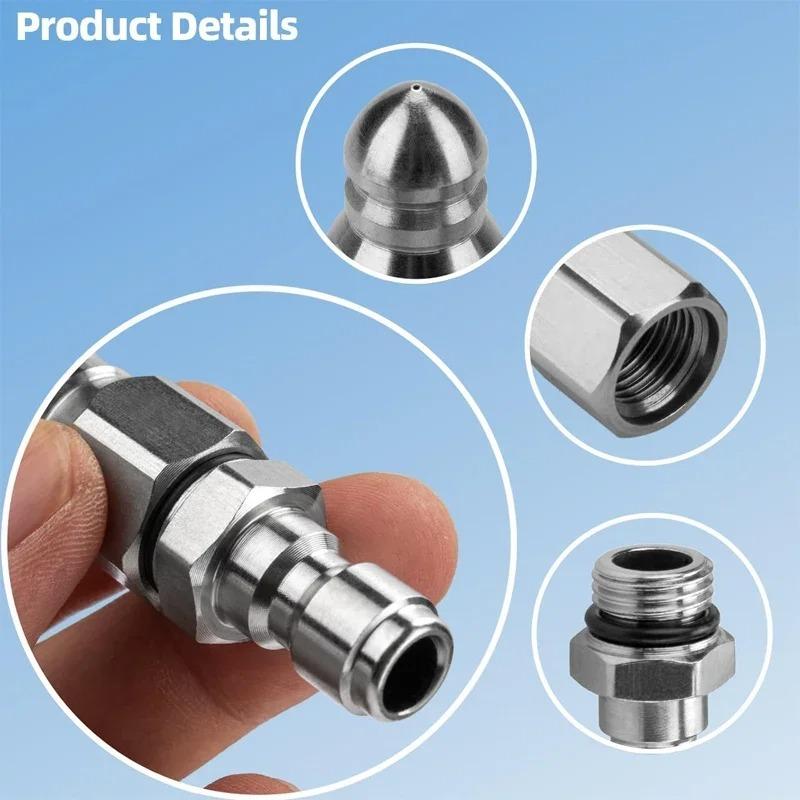 4pcs New Mini Practical 1/4" Connect Pressure Washer Sewer Jetter Nozzle for Pressure Drain Jetter Hose Compatible with Most Models