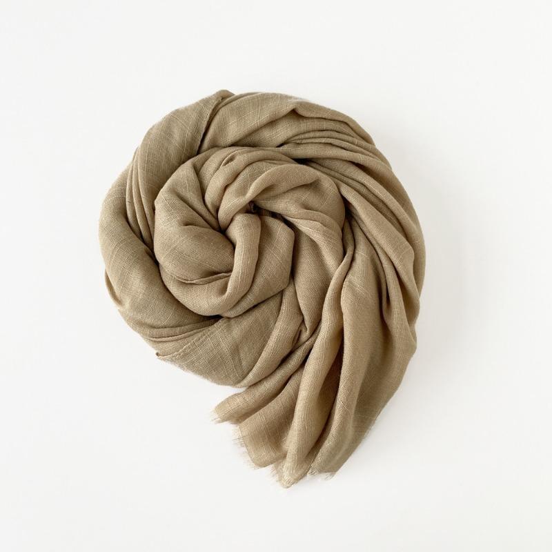 Middle East Malay monochrome slub cotton scarf women's camel shawl bag head short beard tassel Muslim headscarf