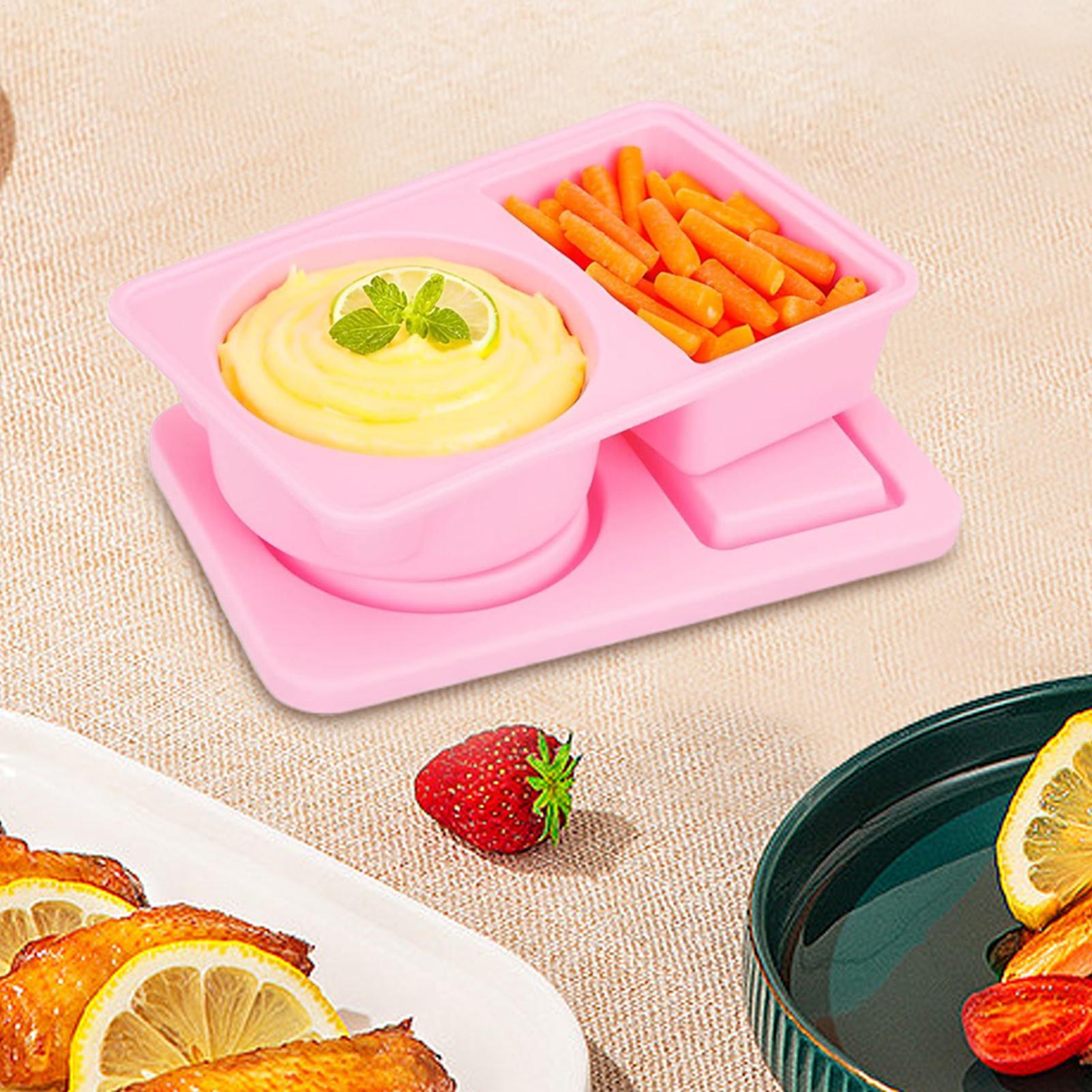 Condiment Container Double Compartment Dressing Containers Foldable Leakproof Food Snack Box For Sauce Condiment Lunch School