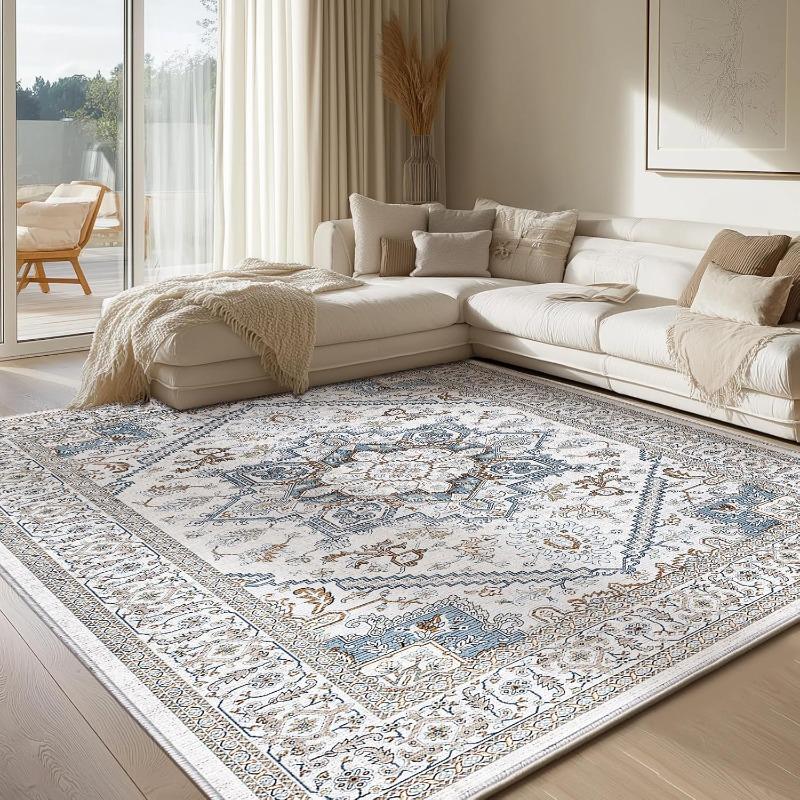 Luxurious Elegant Classical Style Rug Non-Slip Living Room Carpet Sofa Mat Bedroom Floor Covering Traditional Home Decor Mat