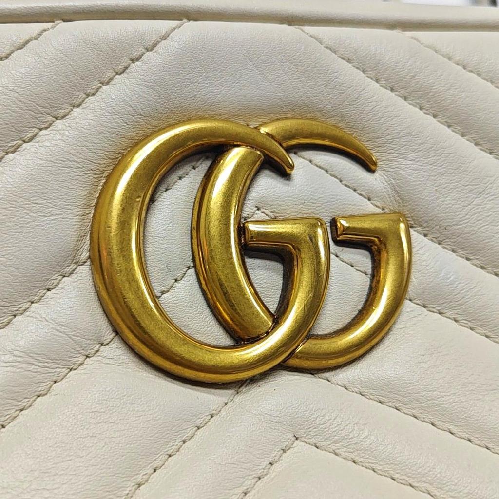 [Pre-Owned] Gucci GG Marmont Small Shoulder Bag 'White' - Very Good #1X67MTN