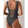 Women's Red Dalmatian Print One Piece Swimsuit - Square Neck Modest Bathing Suit