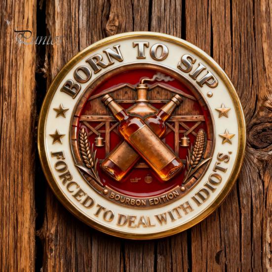 Whisky Club Souvenir Coin Old Bastards Bourbon Collectible Double-Sided Vintage Skull Theme Collectors Keepsake Token Gift Cowboy Hat
