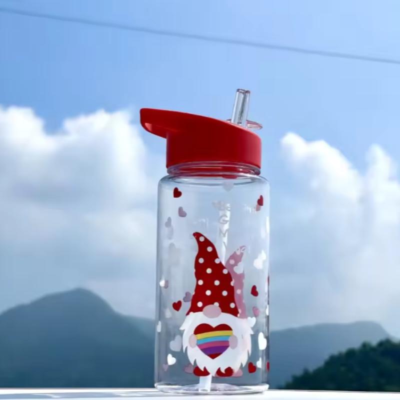 Children s travel water cup 500ml, straw cup, with portable rope, leak-proof, large-caliber, easy to clean, sports water cup