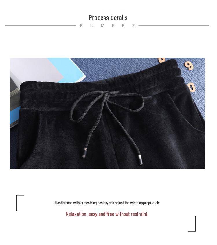 2023 Dámské nadměrné kalhoty s vysokým pasem a širokými nohavicemi podšité fleecem ze zlatého sametu - Podzimní/Zimní kolekce