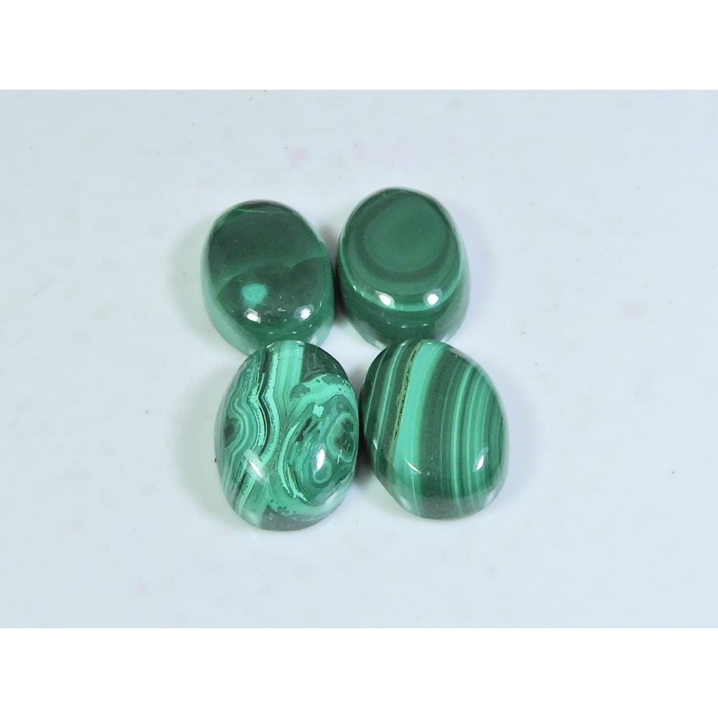 13X18MM Natural Green Malachite Oval Cabochon Loose Gemstone 4Pcs Lot 71Cts. A-575