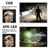 LED COB Stirnlampe USB Wiederaufladbar Super Hell Camping Taschenlampe XPE Bewegungssensor Dimmbares Licht Für Outdoor Wandern