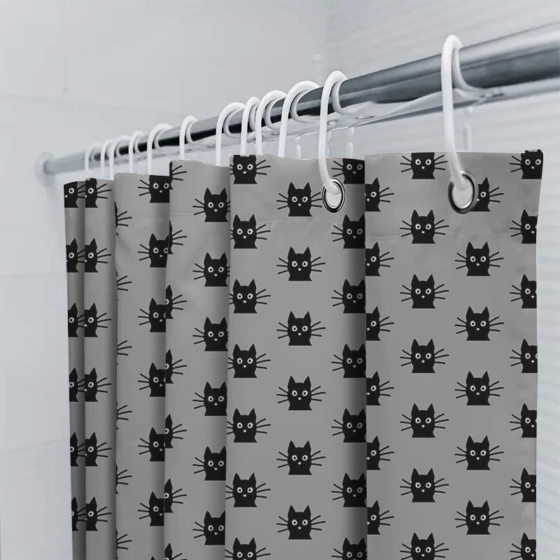 Cat Pattern Shower Curtain Cute Kitty Animal Bathroom Decor Waterproof Liner Set Vintage Farmhouse Home Decor
