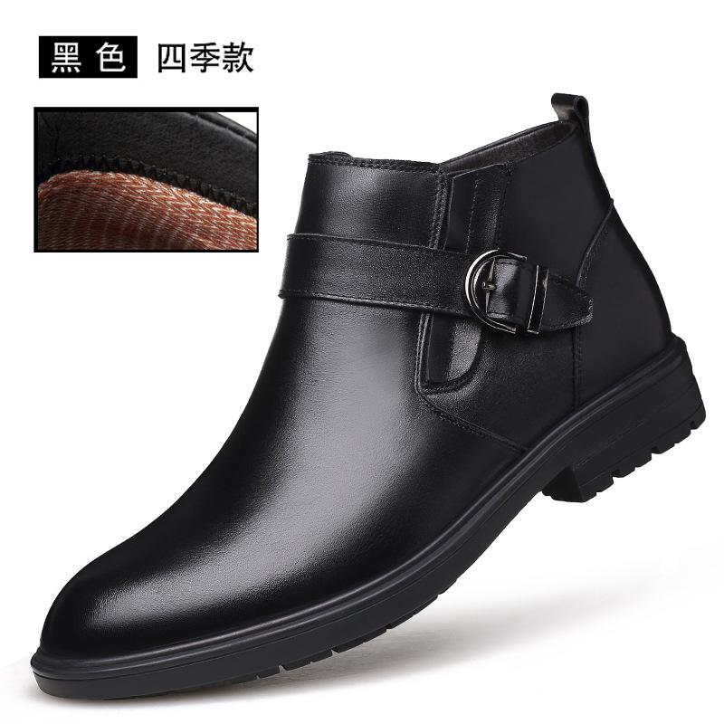 Men Autumn Genuine Leather Boots With Fur Winter Men Fashion Ankle Boots Business Casual Man Snow Boots Work Shoes Tyh6