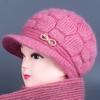 Hat Female Autumn and Winter Rabbit Hair Big Eaves Knitted Hat Old Hat Old Lady Fleece Warm Wool Hat