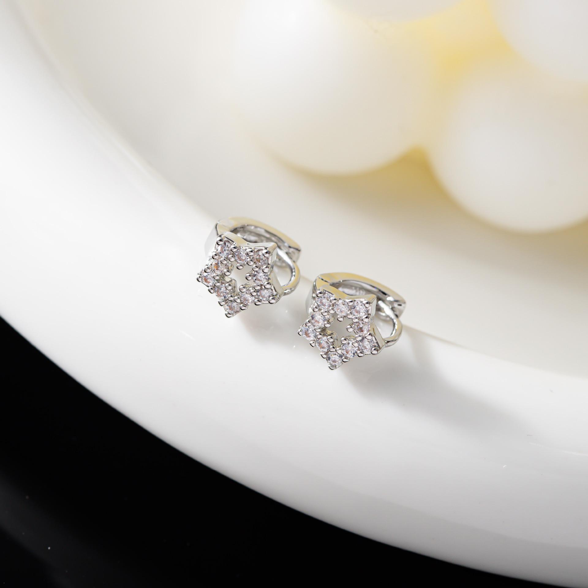 Crystal Diamond Star Stud  Hoop Earrings - Cool, Versatile Fashion Accessories