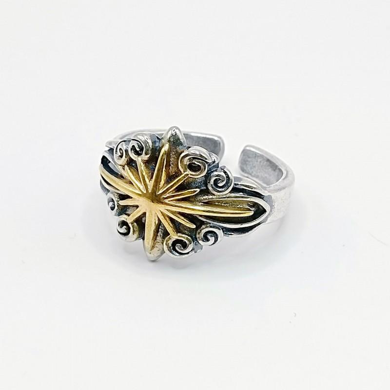 Adjustable Open Ring Men Women Copper Hexagram Star Retro Hip Hop Jewelry Accessory