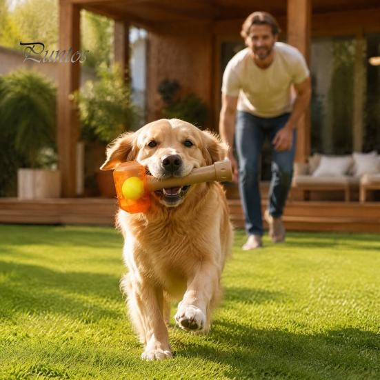 Active Play Dog Accessories 2Pcs Squeaky Hammer Toys with Tennis Ball Inside, Interactive Fetch Toys, Durable Rubber Chew Toy for Medium Large