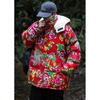 A1 Hanfu Team Uniform: Warm Couple's Lambswool Coat with Detachable Hood, Chinese Style, Cold-Protection, Big Flower Design.