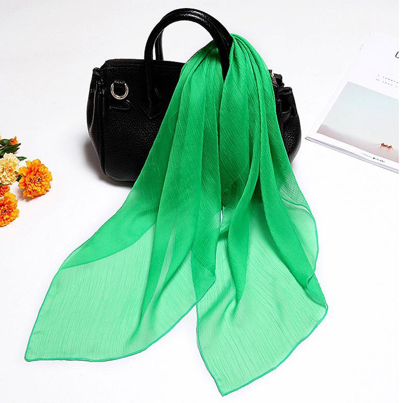

Однотонный небольшой шелковистый шифоновый квадратный шарф - Travel Fashion All-Match Neck and Gauze Scarf Square scarf 90*90 зелёный