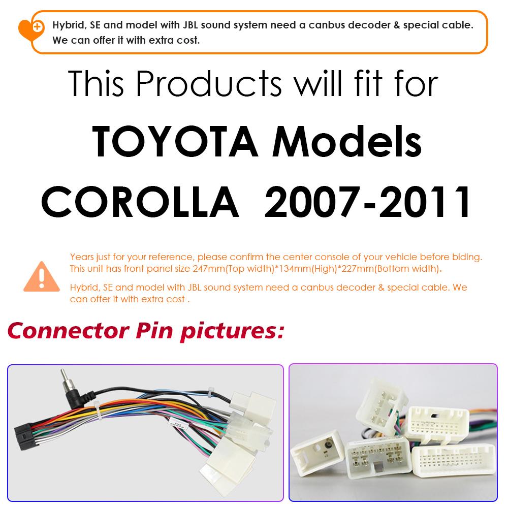 8G+128G Android Auto CarPlay Car Radio for Toyota Corolla 2007-2011 Multimedia Player GPS Navigation 2din Stereo 1280*720 Screen Autoradio Carplay 4G