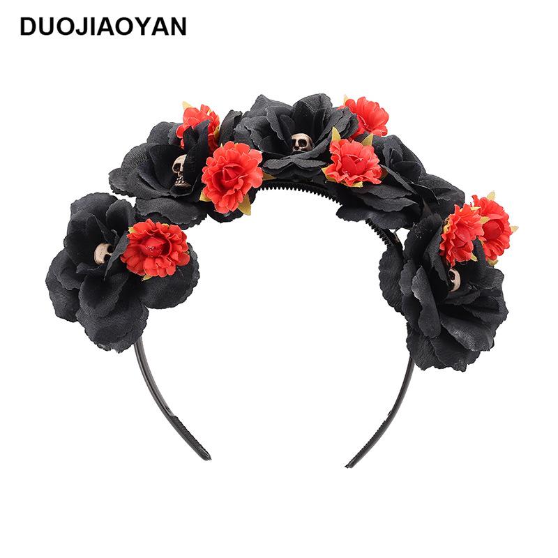 Halloween Flower Headband with Spider for Cosplay or Makeup Party