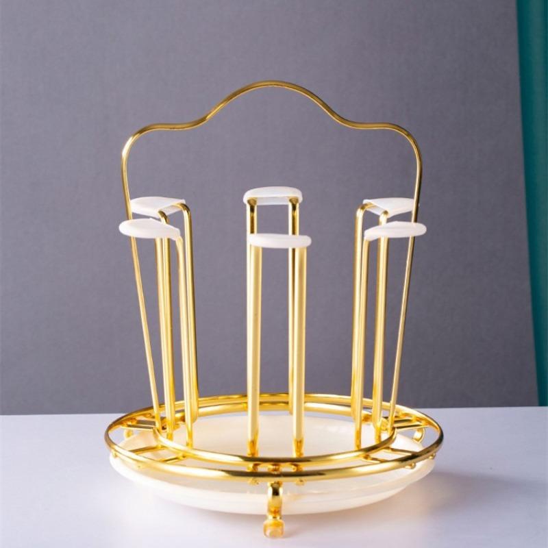 Gold Mug Holder Kitchen Organizer Round Glass Dryer Drying Rack for Bottles Cups Kitchen Accessories Organizer Kitchen Items