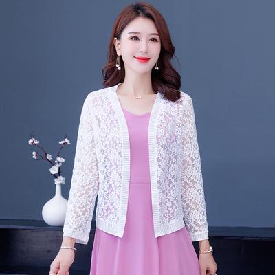 Damen Sommer dünne Spitze Strickjacke Langarm Jacke Schal Übergröße