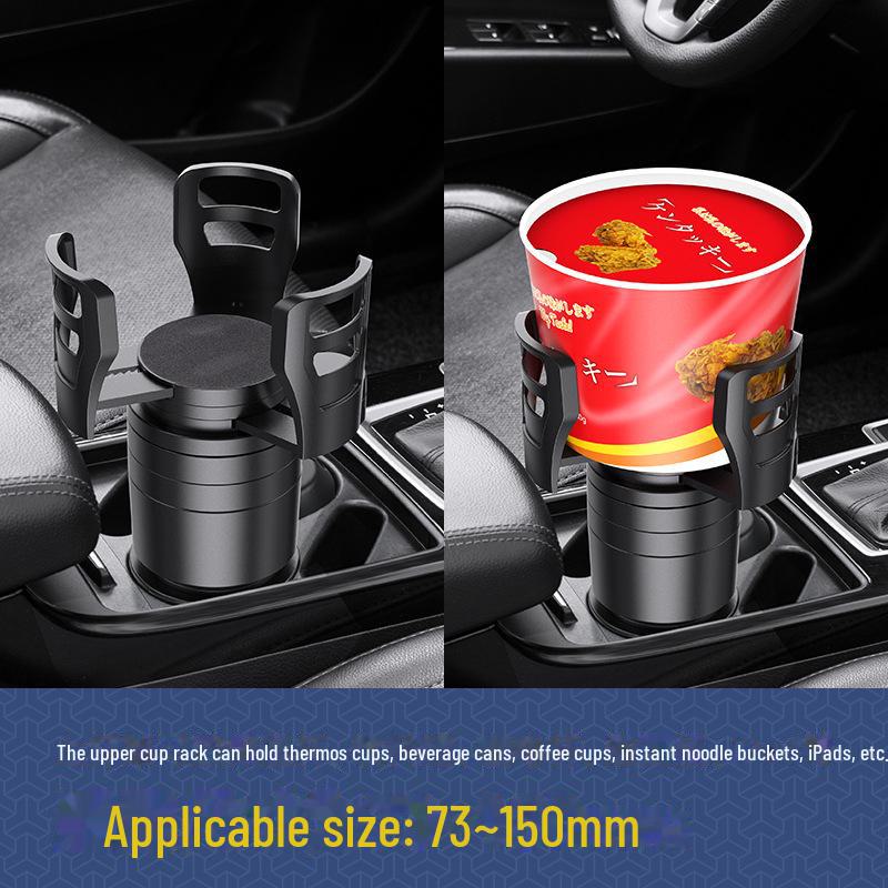 Car Cup Holder Extender and Organizer with Built-in Storage Rack