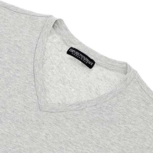 Emporio Armani Stretch Cotton V-Neck Short Sleeve T-Shirt/Undershirt, EU Size, Men's, Gift, 54047290, EU Size L, 90. White