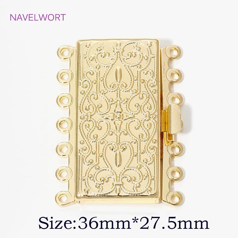 

18K Gold Plated 7-Strands Box Safety Clasp For Bracelet Making,Brass Lock Clasps Fasteners For DIY Jewelry Making Supplies 1 piece