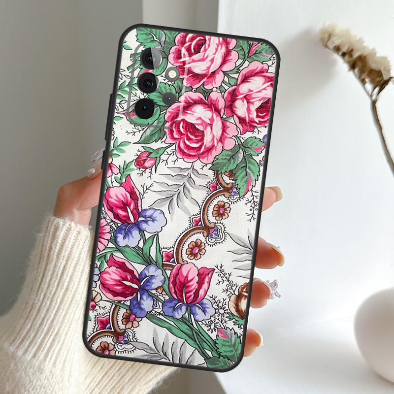

Russian Scarf Floral Case For Samsung Galaxy A52 A32 A12 A16 A26 A36 A56 A15 A35 A55 A34 A54 A13 A33 A53 A17 A06 Samsung A35