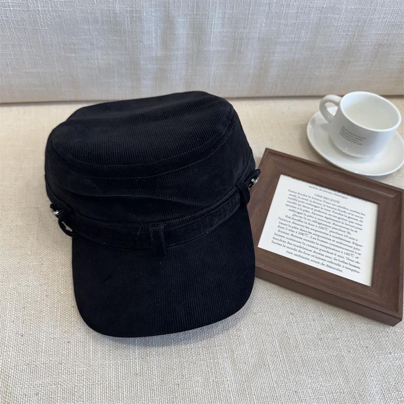 

Japanese-style high-quality retro flat-top octagonal hat for women, new autumn and winter corduroy versatile duckbill equestrian hat that makes the 56-58cm【There is an adj