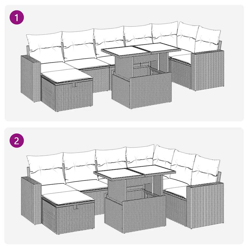 8 Piece Garden Sofa Set with Cushions Black Poly Rattan